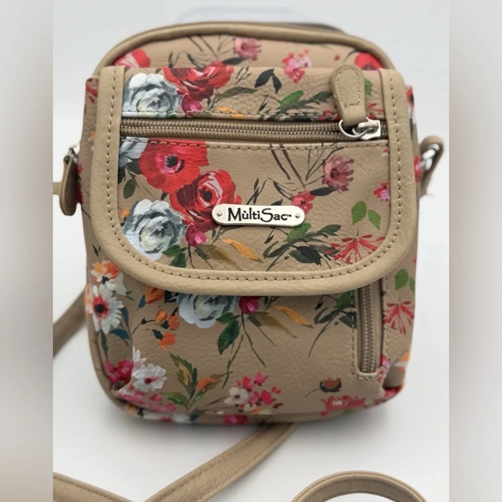 MultiSac Mini Micro Everest Crossbody Shoulder Bag Purse Floral Print Adjust EUS - Picture 2 of 10